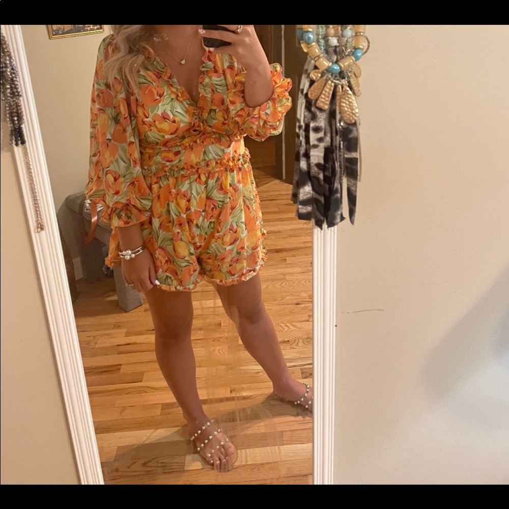 Bright beautiful open back romper